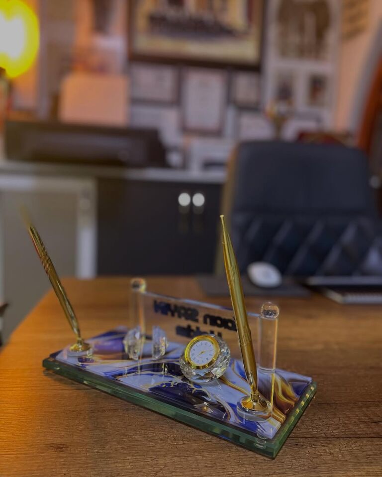 Mermer Baskılı Kristal İsimlik