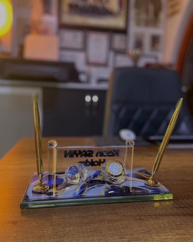 Mermer Baskılı Kristal İsimlik