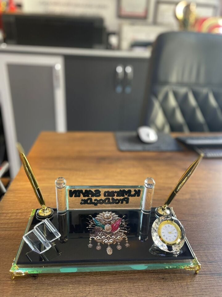 Osmanlı Tuğra Baskılı Cam İsimlik