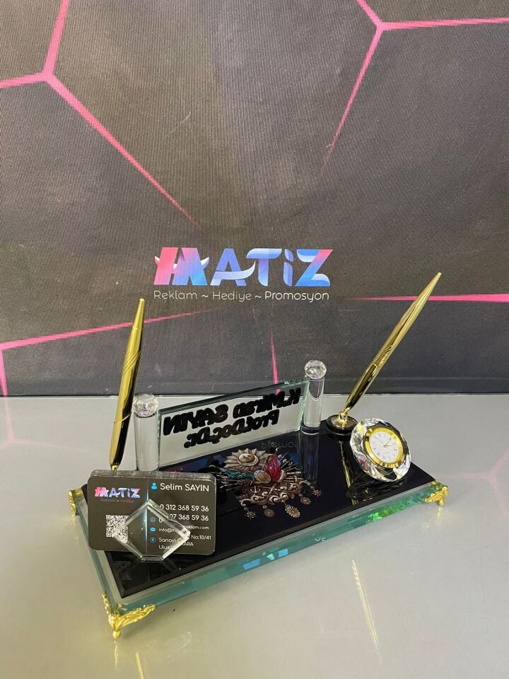 Osmanlı Tuğra Baskılı Cam İsimlik