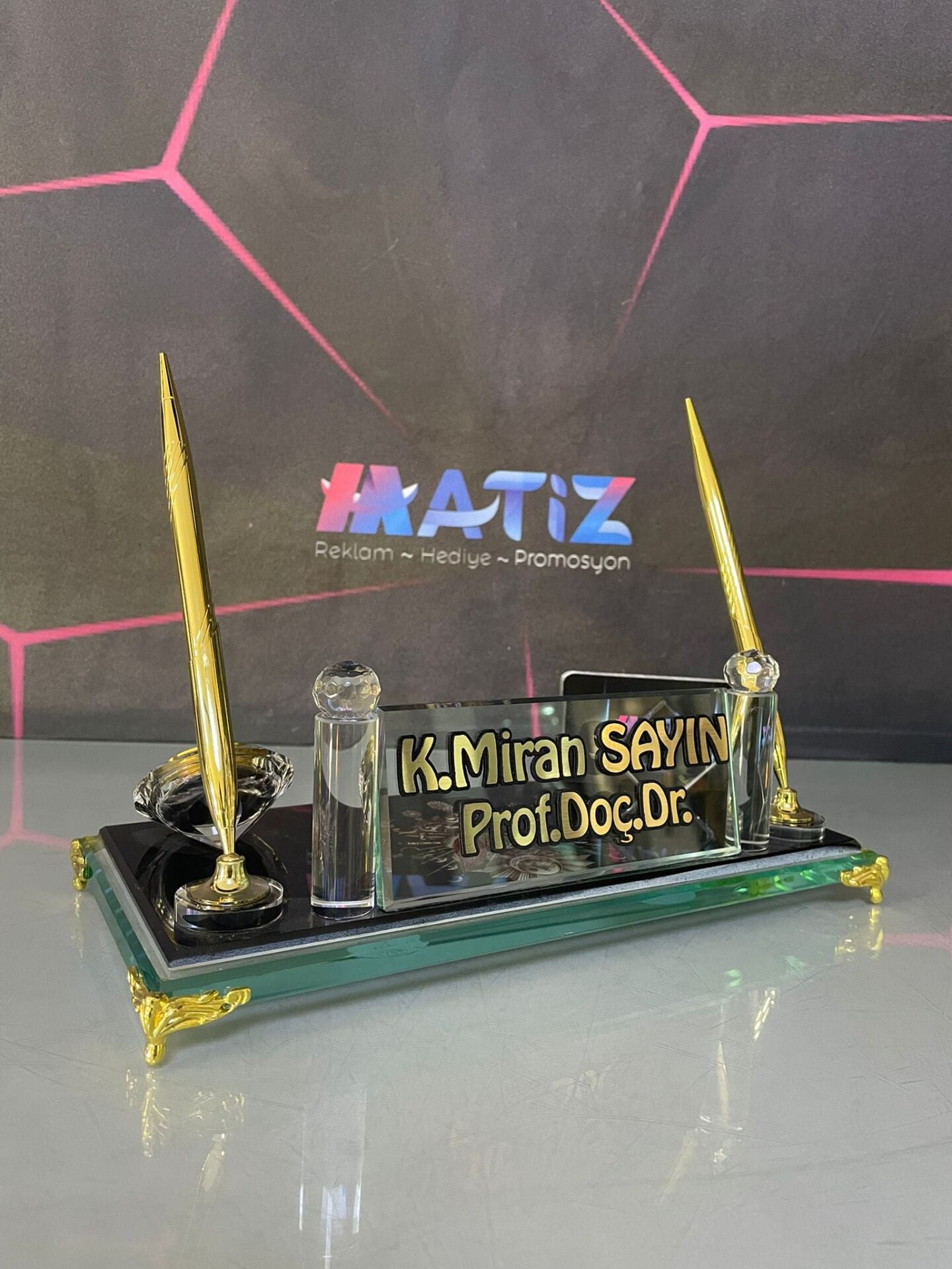 Osmanlı Tuğra Baskılı Cam İsimlik