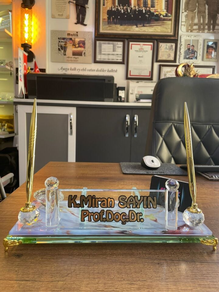 Mermer Desen Baskılı İsimlik Seti