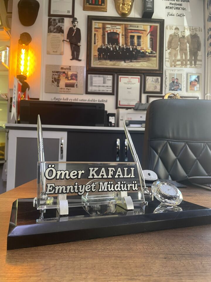 LÜX Siyah Mermer İsimlik Seti