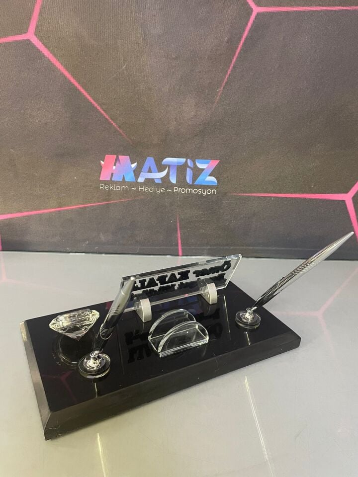 LÜX Siyah Mermer İsimlik Seti