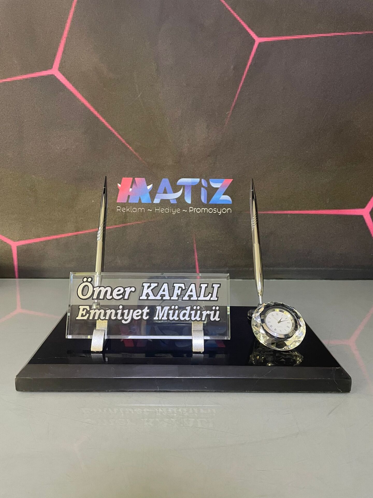 LÜX Siyah Mermer İsimlik Seti