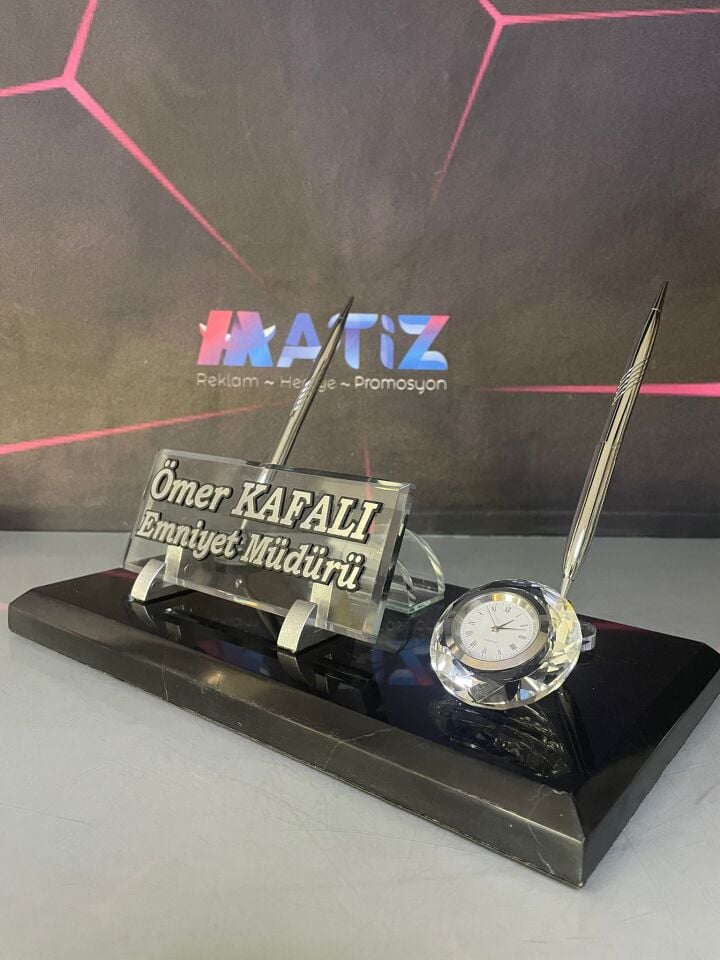 LÜX Siyah Mermer İsimlik Seti