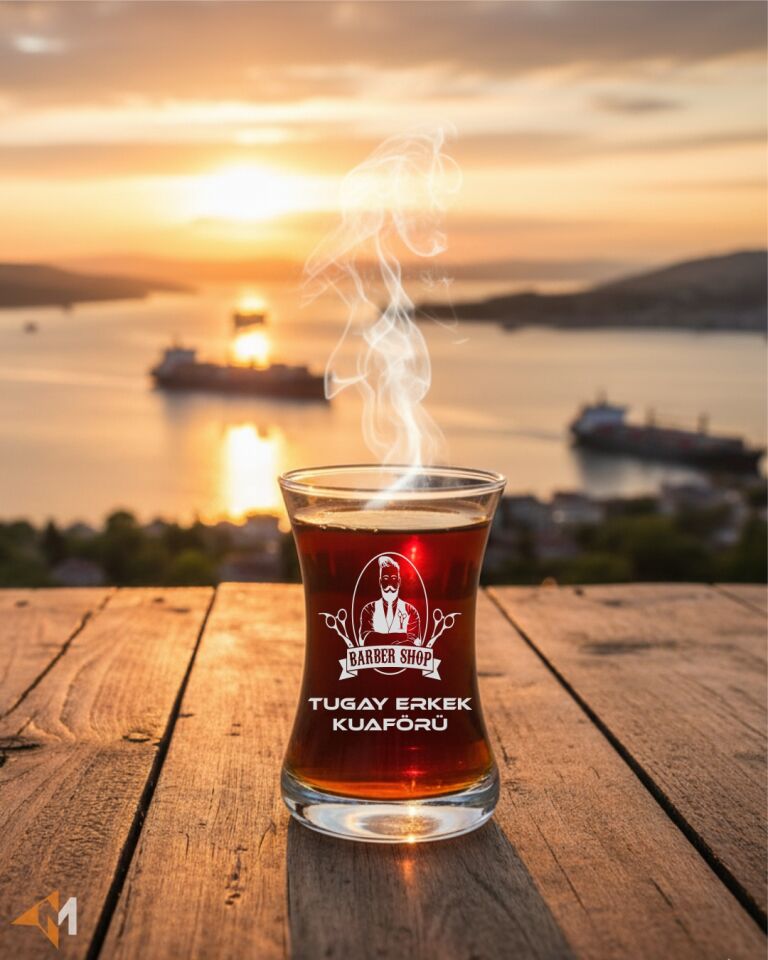 Berberlere Özel Logolu Çay Bardağı