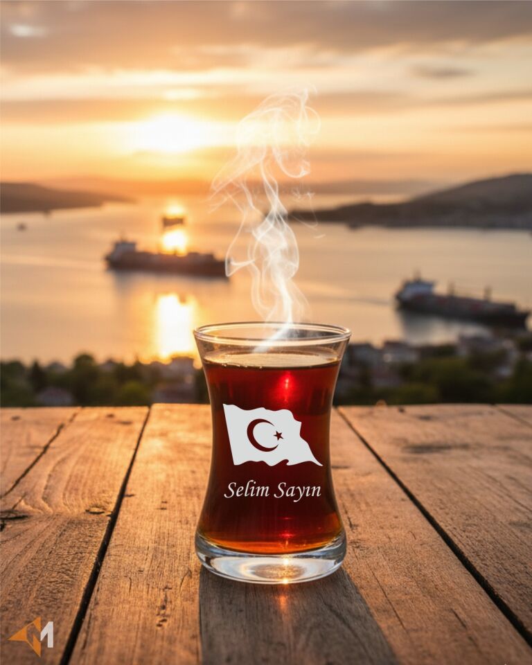 Türk Bayrağı Baskılı Çay Bardağı