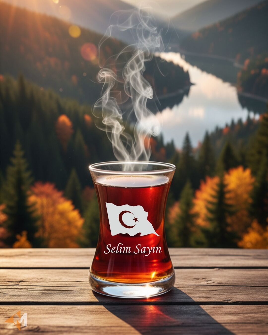 Türk Bayrağı Baskılı Çay Bardağı