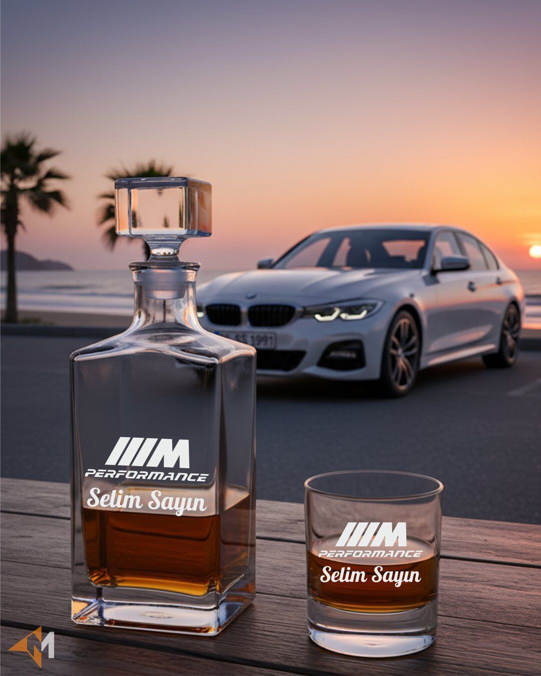 Bmw M Baskılı Viski Seti