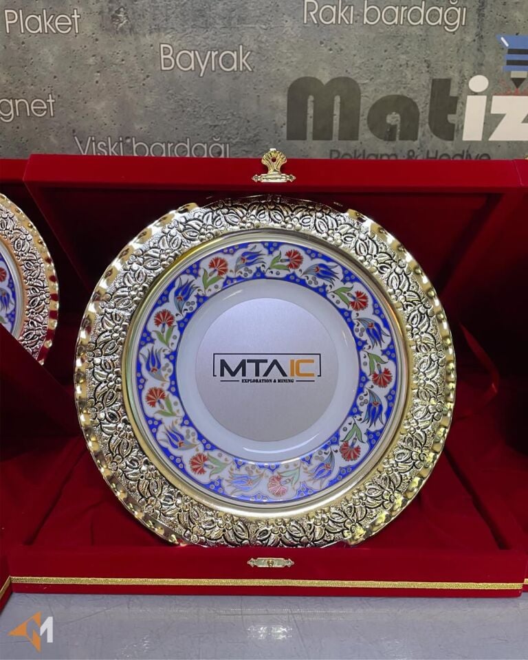 Porselen Gümüş Kaplama Tabak Plaket