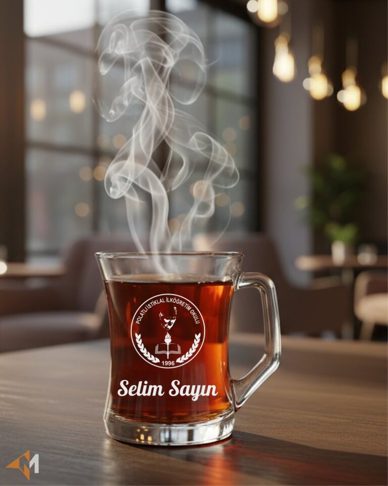 Okul Logolu Lazer Cam Kupa Bardak