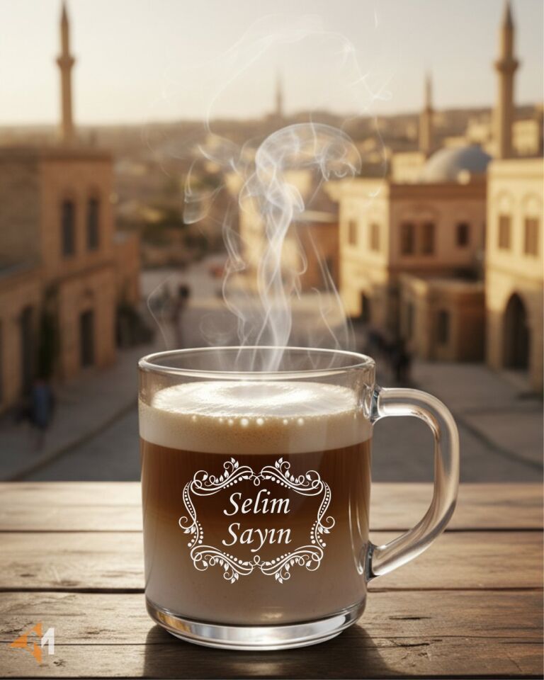 Motifli Cam Kupa Bardak