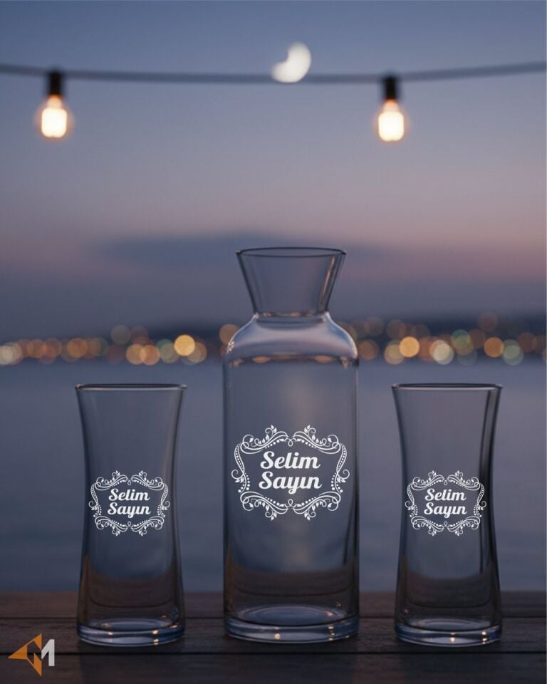 Motifli Heybeli Bardak Rakı Seti