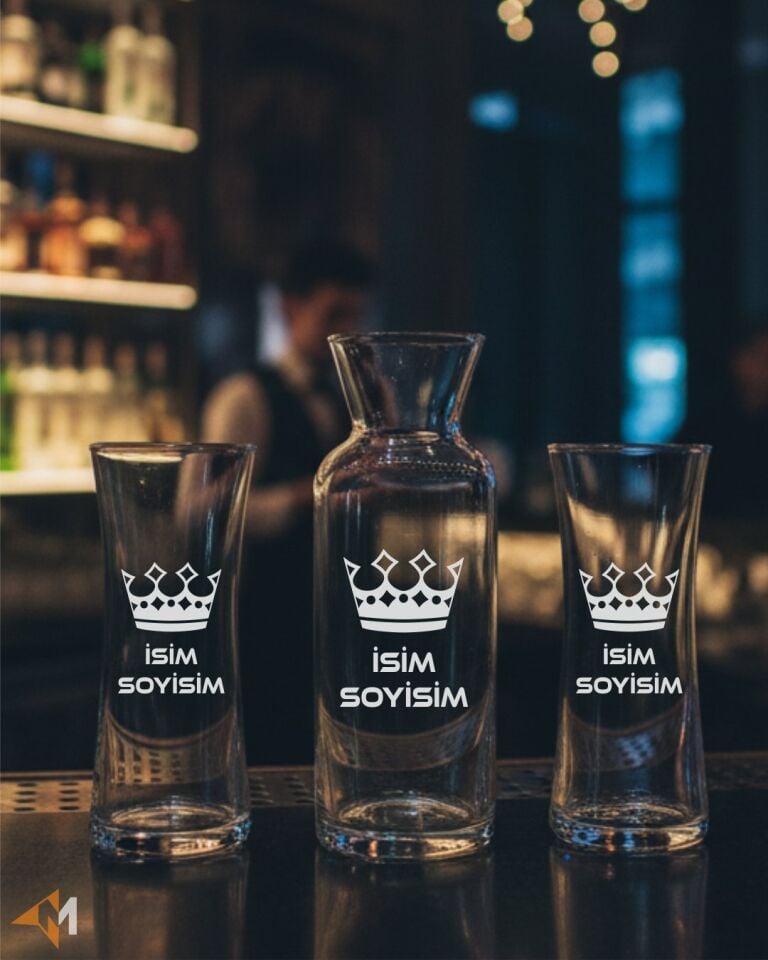 Heybeli Karaflı Kral Taç Rakı Seti