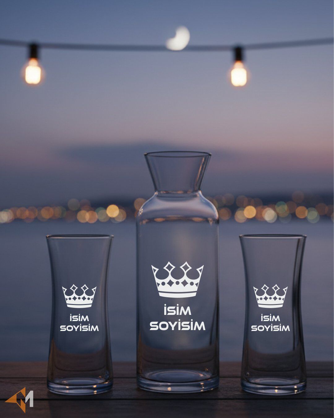 Heybeli Karaflı Kral Taç Rakı Seti