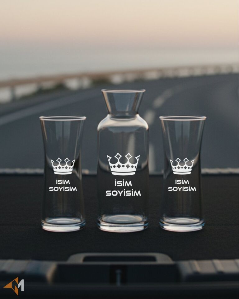 Heybeli Karaflı Kral Taç Rakı Seti