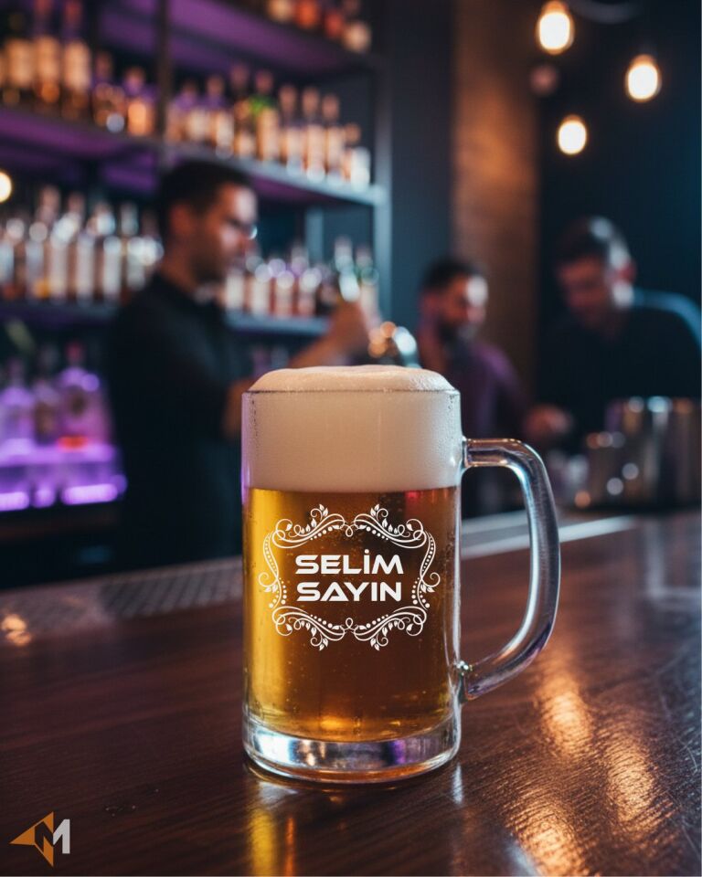 İsminize Özel Motifli Bira Bardağı