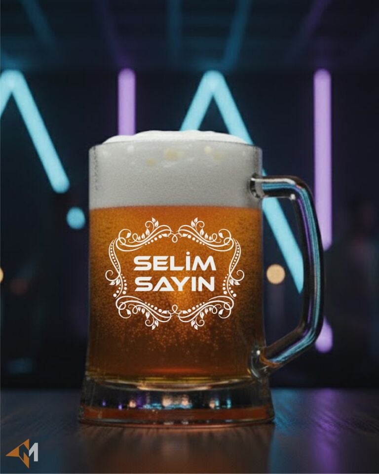 İsminize Özel Motifli Bira Bardağı