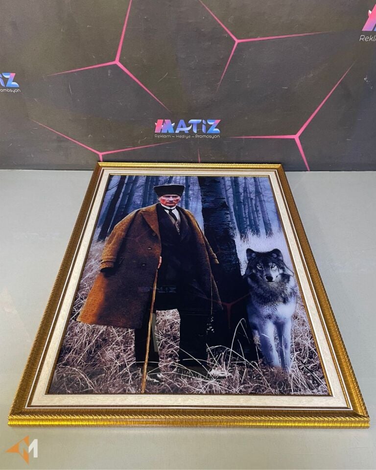 Büyük Boy Atatürk ve Kurt Tablosu