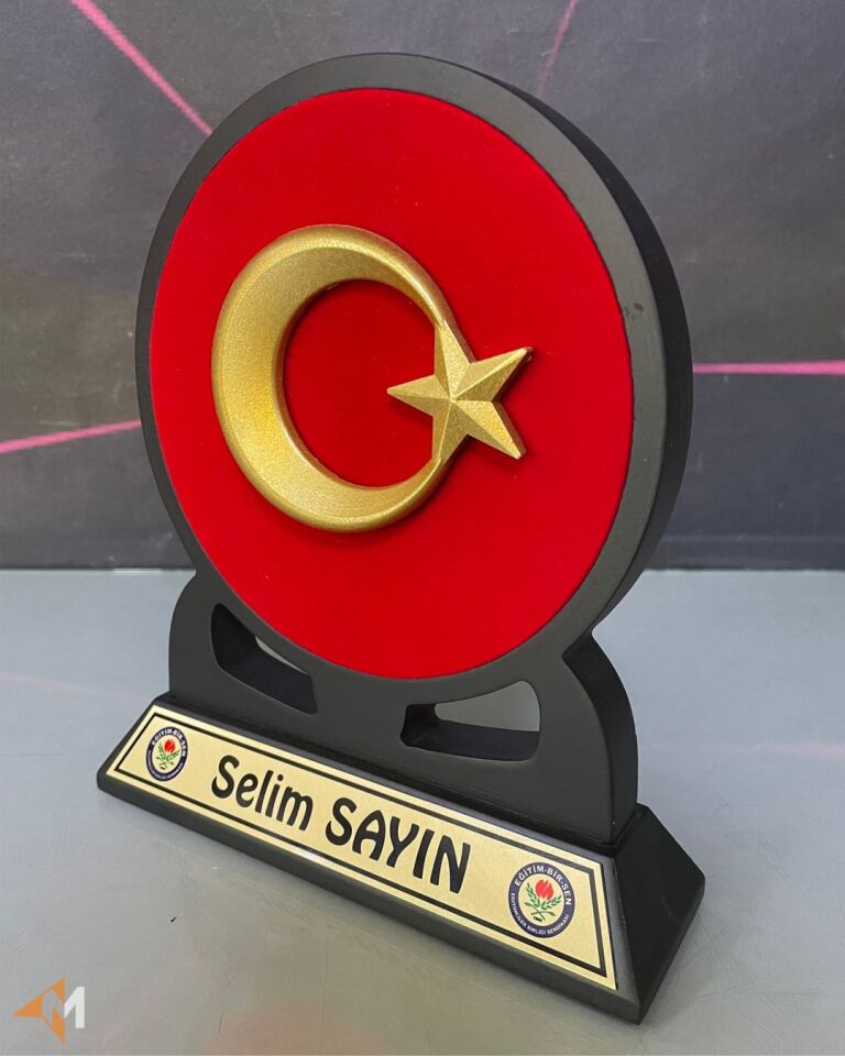 Ahşap ve Kadife Türk Bayrağı