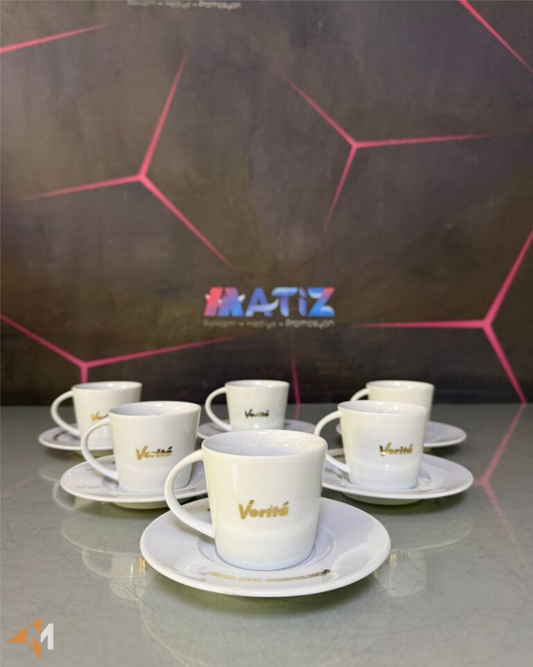 Sarı Varak Renk Baskılı Fincan Takımı