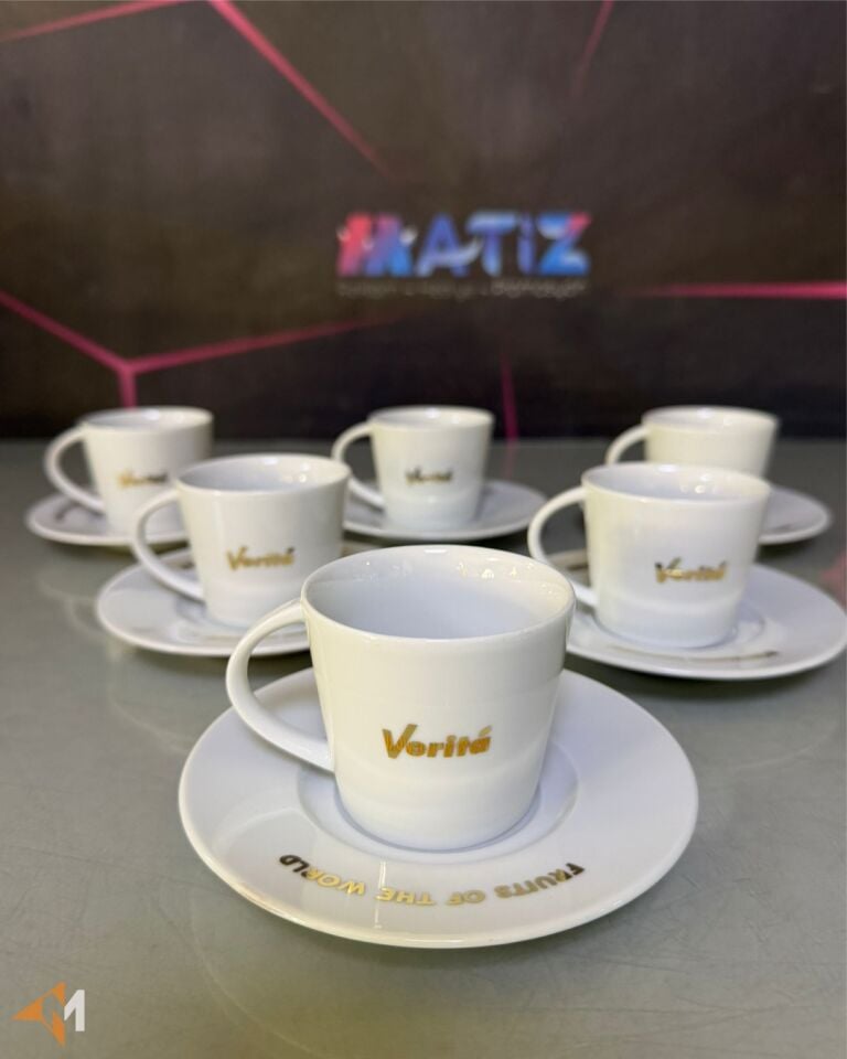 Sarı Varak Renk Baskılı Fincan Takımı