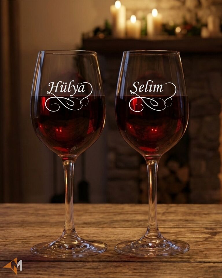 Kişiye Özel İsim Kazıma Şarap Kadehi