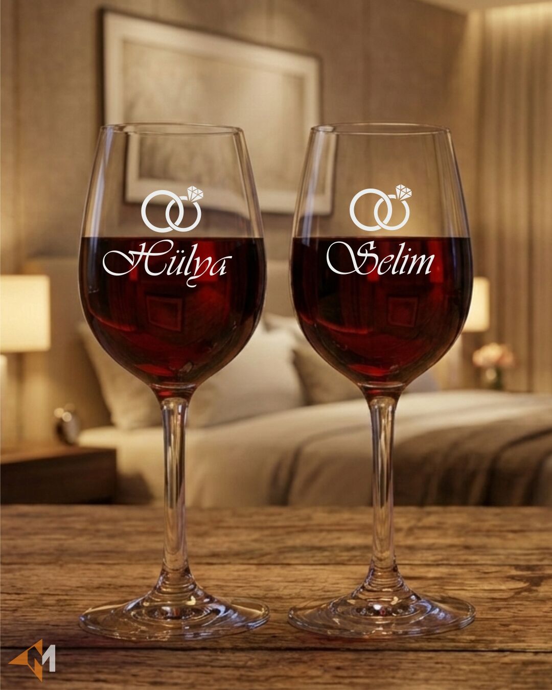 Kişiye Özel İsim Kazıma Şarap Kadehi