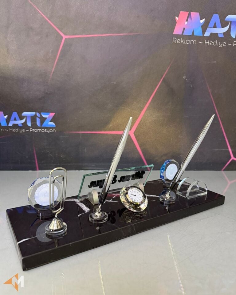 Logo Baskılı Mermer Masa İsimliği