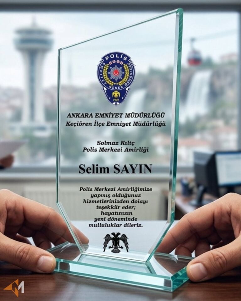 Polis Logolu Kristal Plaket