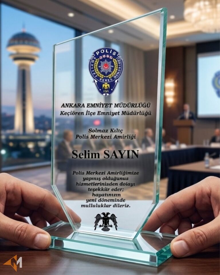 Polis Logolu Kristal Plaket