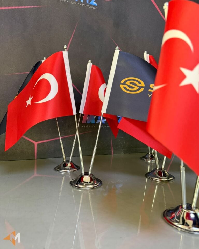 İkili Firma Logolu Masa Bayrağı